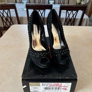 Karen Millen Black Studded Peep Toe Heels